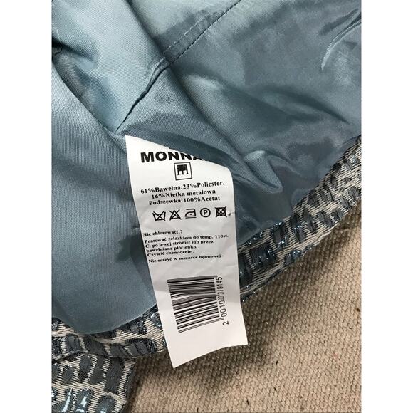 Monnari Cropped Brocade Bolero Evening Jacket Sz.40 Silver Glam Luxury Boho chic - Picture 9 of 12